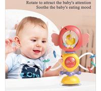 Giocattolo con ventosa per seggiolone per bambini - Esercizio di presa interattivo - Sonagli girevoli per dentizione del bambino, tavolo da pranzo, passeggino, seggiolino auto, giocattolo per l'appren