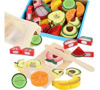 Giocattolo Cucina per Bambini, Set Cucina in Legno Con Frutta Da Tagliare Giocat