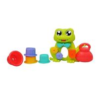 Giocattolo da Bagnetto per Bambini - Rana con Rulli Rotanti + 4 Bicchieri Impilabili + Spruzzino | Educativo, Sicuro, in ABS | Per Neonati 1-4 Anni