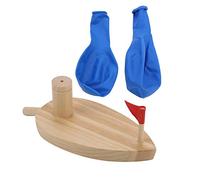 Giocattolo da bagno barca in legno alimentato a palloncino per bambini, design divertente e sicuro del fumetto, gioco d'acqua, intrattenimento da bagno