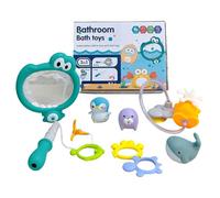 Giocattolo Da Bagno | Giocattoli Da Vasca Con Foro Di Evacuazione,Set Di Gioco Modulare Multifunzione con Rete Da Pesca Portatile E Ventose Per Il Bagno