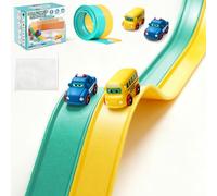 Giocattolo da Bagno, ista da Corsa Flessibile da 1,5 m con 2 mini macchinine, ventose e borsa a rete per riporle, regalo educativo per bambine e bambini dai 3 anni in su