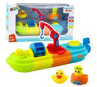 Giocattolo da bagno Nave con elementi colorati, Gru, Gancio, Paperella e Tartaruga
