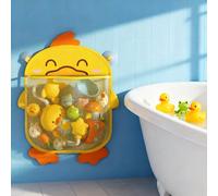 Giocattolo da bagno per bambini a forma di paperella gialla con ventosa, borsa di rete per il contenimento, in fibra di poliestere, organizer per giocattoli da bagno, borsa per il contenimento dei gio
