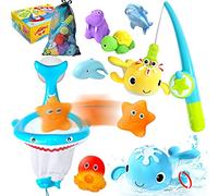 Giocattolo da Bagno per Bambini da 3 4 5 6 7 8+ Anni, Giochi da Pesca, Con Rete da Pesca e Canna, Pupazzetti per Il Bagno Galleggianti Che Spruzzano, Regalo di Compleanno per Le Ragazze dei Ragazzi