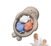 Giocattolo da bagno per bambini, set da 4 pezzi, giocattolo da bagno per la famiglia di ippopotami, design non perforato, maneggevole, per bambini a partire 18 , in età prescolare,