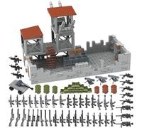 Giocattolo da costruzione con base militare per ragazzi, set da costruzione con base di difesa dell'esercito con mini armi e accessori, blocchi da costruzione militari per bambini dai 6 ai 12 anni