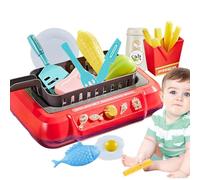 Giocattolo da cucina gourmet - Set di rulli in legno, cucina giochi per bambini, gioco di ruolo, scatola per simulazione di cucina, collezione di legno fantasiosa per la preparazione di pasti