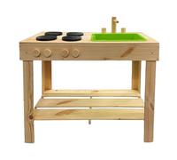 Giocattolo da cucina in legno per bambini - 72 cm - Cucina giochi con lavabo e piani cottura - Giardino per bambini cucina sabbia giardino cucina giocattolo per esterni