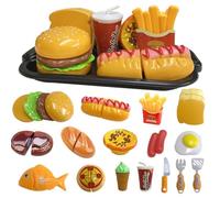 Giocattolo da Cucina per Bambini, Giocattolo da Taglio Rimovibile Fast Food Playset con Hamburger ＆ Combinazione di Patatine Fritte, Giocattolo di Ruolo per Ragazzi o Ragazze