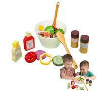 Giocattolo da cucina per insalata - Set da gioco per verdure in legno, cibo educativo | Set da gioco per bambini che imparano abitudini alimentari sane, attività di cottura interattiva per bambini