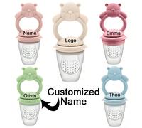 Giocattolo da dentizione personalizzato per bambini, utensili per l'alimentazione a forma di frutta e verdura, con nome personalizzato, ottimo come regalo per il Ringraziamento, il Natale, il battesim