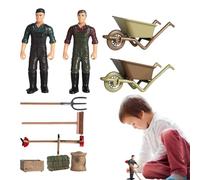 Giocattolo da fattoria, 12 figure realistiche, modello agricolo in miniatura, statuetta in miniatura con bambola da fattoria e strumento per tosaerba per bambini e bambini