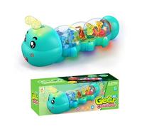 Giocattolo da Gattonamento a Forma di Caterpillar, Giocattolo Tummy Time con Luci e Musica, Gioco Interattivo Educativo Musicale con Effetto Luce, Giocattoli da Spingere e Tirare per Bambini e Bambine