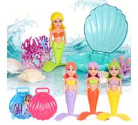 Giocattolo da immersione a conchiglia rotante a forma di sirena, conchiglia di corallo a forma di sirena, può ruotare liberamente sott'acqua e in superficie, adatto come regalo per feste, decorazione