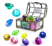 Giocattolo da Immersione per Piscina con Gemme Colorate, Scrigno del Tesoro con 10 Diamanti Colorati in Acrilico Gemma Subacquea, Giocattoli da Piscina per Bambini, Regalo per l'allenamento al Nuoto
