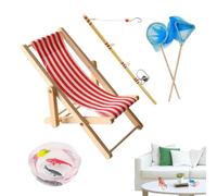 Giocattolo da - Mini Set da 7,87 pollici | Canna da educativa in legno per acquario e sedia per gioco interattivo, regalo divertente per l'apprendimento a casa