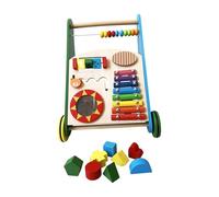 Giocattolo da passeggio per bambini in legno Giocattolo da spingere Giocattolo puzzle intelligente per bambini Centro attività multiple per bambini