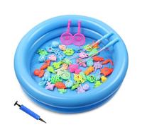 Giocattolo da Pesca Magnetico, 50 Pezzi Fishing Game con Canna Rete Piscina Gonfiabile & Pompa, Gioco Pesca Pesci Calamita, Giochi Bagnetto Neonato, Regalo Educativo Gioco per Bambini Piccoli