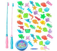 Giocattolo da pesca magnetico, 50 Pezzi gioco da pesca magnetico per bambini, pesce galleggiante in plastica, insegnamento e apprendimento per bambini