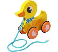 Giocattolo da tirare per bambini Giocattolo da tirare in legno con campanello e ruota antiscivolo Anatra interattiva per bambini di 1-3 anni Sviluppa mobilità, equilibrio e capacità di coordinazio