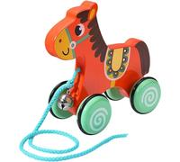 Giocattolo da tirare per bambini, giocattolo da tirare in legno con campanello e ruota antiscivolo, giocattolo interattivo a forma di anatra per bambini da 1 a 3 anni, sviluppa la mobilità, l'equilibr