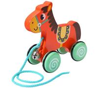 Giocattolo da tirare per bambini, giocattolo in legno con campanello e ruota antiscivolo, interattivo a forma di paperella per bambini da 1 a 3 anni, sviluppa la mobilità, l'equilibrio