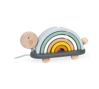 Janod - Tartaruga Arcobaleno Sweet Cocoon in Legno - Gioco Didattico con 6 Archi di Cerchio da Impilare - Prime Manipolazioni - Giocattolo in Legno da Trainare, Vernice Ad Acqua - Da 1 Anno, J04405