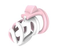 Giocattolo Del Sesso Della Gabbia Di Castità Maschio Con 4 Anelli Per Il Pene Di Dimensioni Diverse,BDSM Leggero Cock Cage Per La Castità Sessuale Degli Adulti (Pink & White)