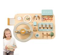 Giocattolo del volante per bambini - Simulazione di guida per giocare a legno finta, giocattolo per le attività di viaggio per i più piccoli | Sterzo interattivo in legno, strumento di apprendimento d