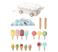Giocattolo della gelateria - Carrello in legno da 32,3 * 25 cm, set da gioco per finto venditore di dessert, supporto per gioco di ruolo m0ntessori | Bancarella del mercato educativo e fantasioso per