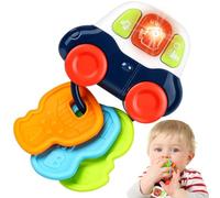 Giocattolo Dentizione 2-In-1 - Massaggia Gengive Neonati & Giocattolo Sonoro|Giocattolo Chiave In Silicone Alimentare|Giocattolo Musicale Sensoriale Con Luce|Giocattolo Viaggio 0-36 Mesi(blu)