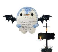 Giocattolo di Halloween lavorato a maglia | Holding Card Positivo Crochet | Statuetta di affermazione di Supporto emotivo novità per il compleanno, Giorno del Ringraziamento