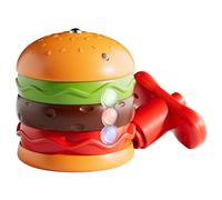 Giocattolo di hamburger con trottole musicali luminose per bambini e bambine, battaglia elettrica con melodie di spettacoli di luci a LED colorate