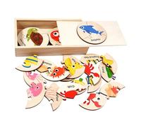 Giocattolo di legno delle tavole di puzzle di cognizione degli animali marini per lo sviluppo della prima infanzia e il gioco interattivo di attività della famiglia giocattolo di puzzle animale di