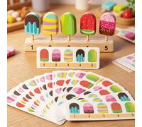 Giocattolo di legno per il gioco di finzione per bambini, gioco interattivo di abbinamento di numeri a bastoncini di lecca-lecca e gelato, giocattoli di legno per bambini Abbinamento lecca-lecca,Abbin