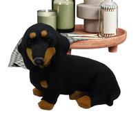 Giocattolo di peluche bassotto - Modello realistico di cane, figura di peluche marrone nero | Figurina decorativa per esposizione di giocattoli di realistici con bassotto per insegnare l'appre