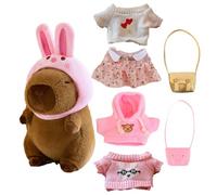 Giocattolo di peluche Capybara con abbigliamento, capybara pieno di vestiti | Animale morbido bambola coccolosa, ideale come compagno calmante per i bambini e versatile in una varietà di ambienti, GEI
