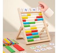 Giocattolo didattico per apprendimento matematico, realizzato in legno con telaio di 10 file e perline multicolori, accessorio per lo sviluppo dell'intelligenza e formazione precoce, idea regalo adatt