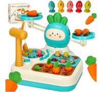 Giocattolo educativo 4 in 1 con bilancia, talpa e gioco di pesca, blu