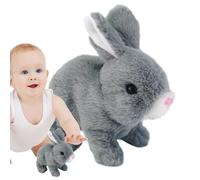 Giocattolo elettrico a forma di coniglio - Coniglietto di peluche che cammina, con bocca e orecchie mobili | Giocattolo interattivo a forma di coniglio che abbaia, cammina e scodinzola, divertente reg