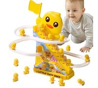 Giocattolo elettrico con pista per anatre: montagne russe per le scale, divertente set di scivoli per bambini | Design costruttivo in ABS a batteria, pista di divertimenti colorata con anatre i