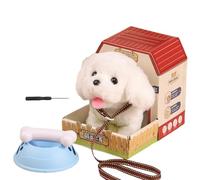 Giocattolo elettrico per cani - Cucciolo interattivo in peluche 19x15x12,5 cm, cammina con la coda che abbaia scodinzolante, morbido animale domestico coccolone, funzione di tiro con la corda | Divert