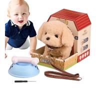 Giocattolo elettrico per cani - Cucciolo interattivo in peluche 19x15x12,5 cm, cammina con la coda che abbaia scodinzolante, morbido animale domestico coccolone, funzione di tiro con la corda | Divert