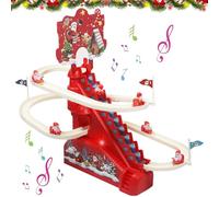 Giocattolo Elettrico per Salire le Scale, Babbo Natale da Arrampicata Elettrico con Luci e Musica, Montagne Russe Giocattolo Scivolo di Babbo Natale, Regalo Giocattolo Elettrico per Salire le Scale
