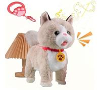 Giocattolo Elettronico Interattivo per Cani, Cane Robot Froplay con Rilevamento del Tocco e Mimica Vocale, Movimento della Lingua e Leccatura, Telecomando Al Guinzaglio, per Bambini beige