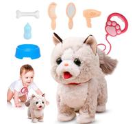 Giocattolo elettronico interattivo per gatti con guinzaglio, peluche gattino animale domestico per bambini, in esecuzione, miagola, coda scodolino e lingua si muove, giocattolo regalo gatto a partire