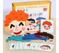 Giocattolo fai-da-te in feltro con espressioni facciali per bambini, forniture educative per l'espressione delle emozioni in inglese per asilo nido, cappello a forma di animale da cartone animato per 