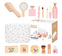 Giocattolo fantasy per salone di bellezza, set di giocattoli per il trucco in legno | Set di giocattoli per il trucco sicuro,Giocattoli per parrucchieri Fai finta educazione precoce per compleanno