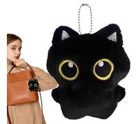 Giocattolo gatto nero - Simpatica bambola di, animale morbido, stile di ciottoli, accessorio mini zaino, adorabile da collezione | Portachiavi con ciondolo per borsa per bambini, ragazzi